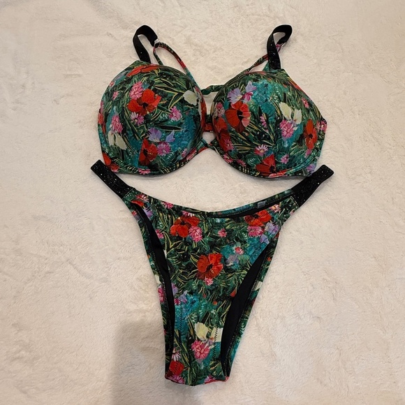 New! Victoria Secret Bombshell Push-up Brazilian bikini Tropical 45614 - Picture 6 of 13